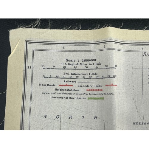 2091 - WW2 British RAF Silk Escape Map of Germany. Code letter A. Single Sided Map.