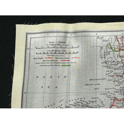 2092 - WW2 British RAF Silk Escape Map of Germany. Code letter A. Single Sided Map.