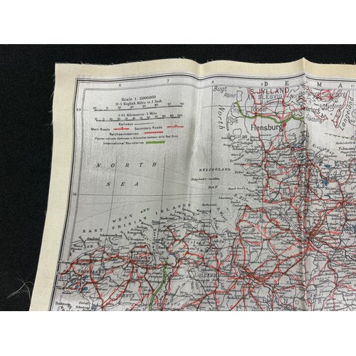 2094 - WW2 British RAF Silk Escape Map of Germany. Code letter A. Single Sided Map.