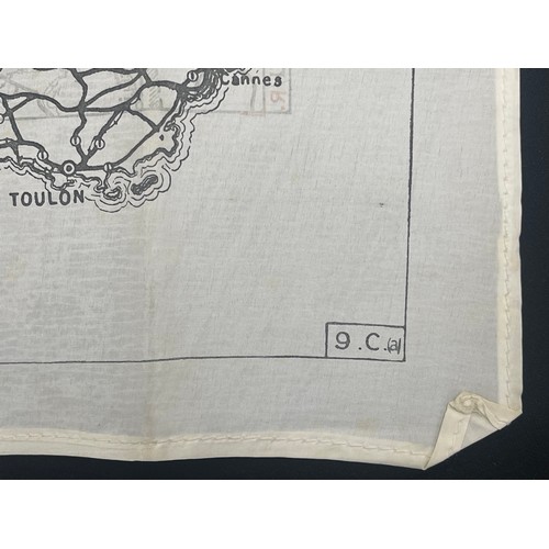 2097 - WW2 British RAF Silk Escape Map of France and Germany. Code letter 9C(a) / 9U/R. Double sided.