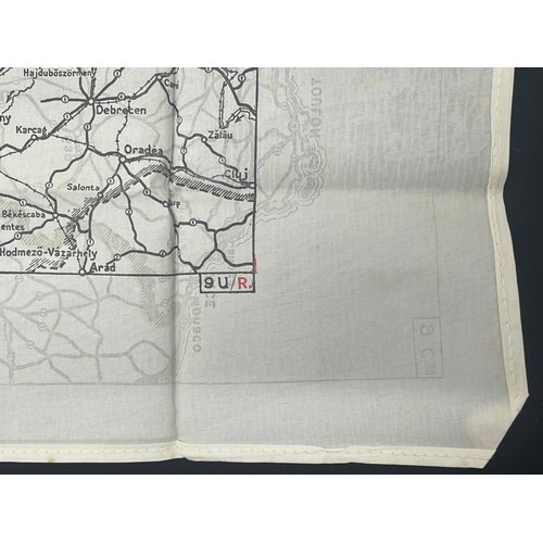 2097 - WW2 British RAF Silk Escape Map of France and Germany. Code letter 9C(a) / 9U/R. Double sided.