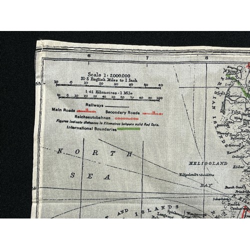 2099 - WW2 British RAF Silk Escape Map of Germany. Code letter A. Single Sided Map. Sewn edge.