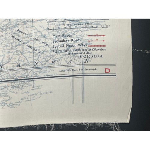 2100 - WW2 British RAF Silk Escape Map of France & Germany code letter C/D.