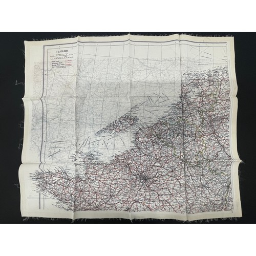 2100 - WW2 British RAF Silk Escape Map of France & Germany code letter C/D.