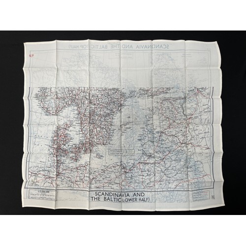 2102 - WW2 British Escape and Evasion Silk Map F/G Scandinavia and the Baltic.