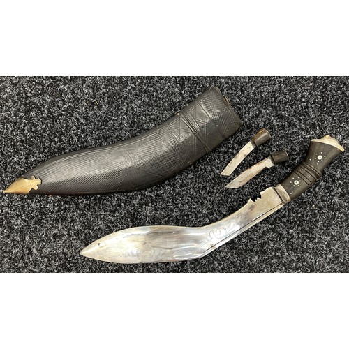 2112 - WW2 era British Souvenir Kukri knife with 275mm long plated blade, overall length 370mm complete wit... 