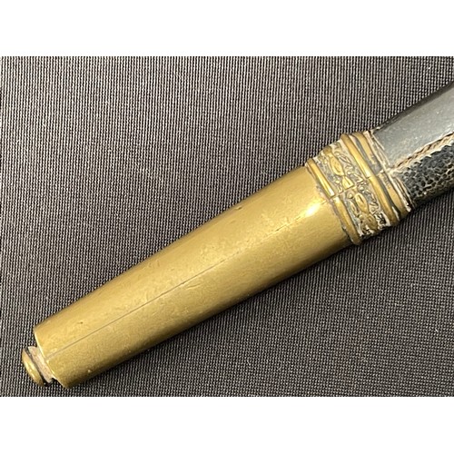 2115 - WW2 Polish Naval Officers Dagger with double edged blade 235mm in length with etched panel featuring... 