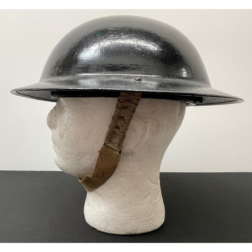 2119 - WW2 British NFS Steel Helmet with original black painted finish and National Fire Service decal to f... 