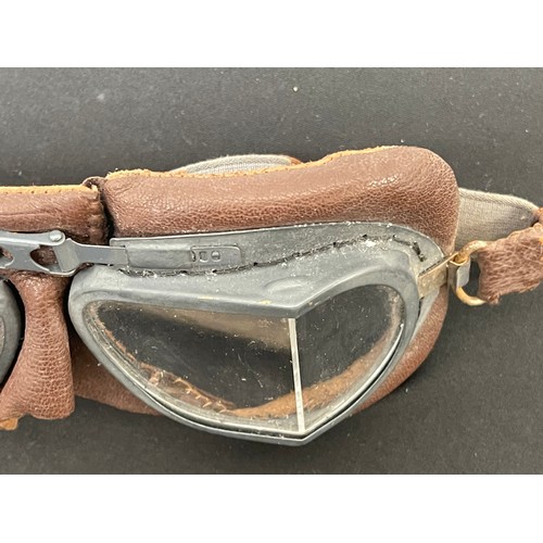 2122 - WW2 British RAF Flying Goggles MKVIII along with relic condition box of issue and a pair of Stadium ... 