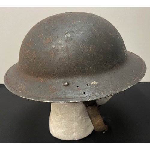 2126 - WW2 British Home Front Steel Helmet, dark grey painted external finish with stenciled to front 