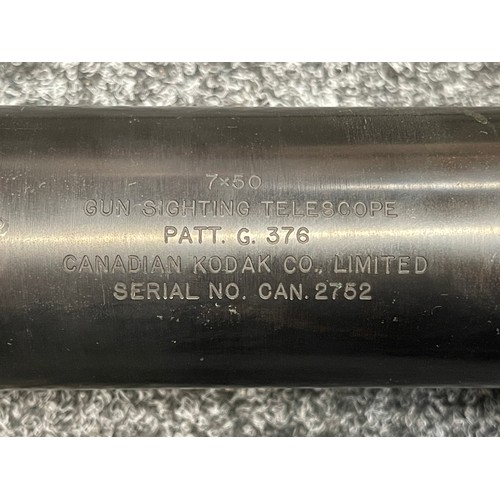 2127 - WW2 British Royal Navy 7 x 50 Canadian Kodak Gun Sighting Telescope, Patt.G. 376 serial number CAN. ... 