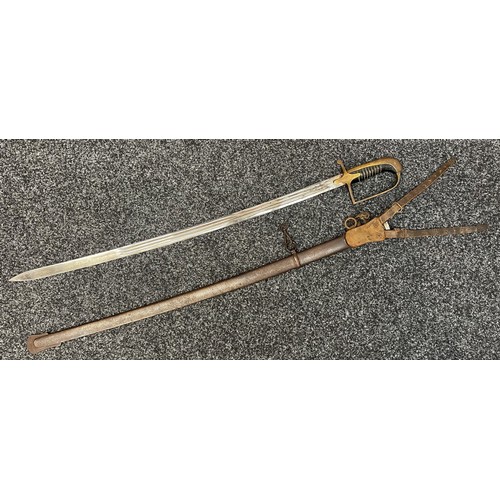 2129 - Pre-WW2 Polish Officer’s Sword wz.21 with triple fullered single edged blade 795mm in length with et... 