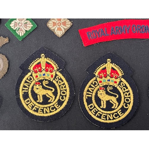 2130 - WW2 British Cloth Insignia collection to include Army Medical Service Red Cross Armband, Regimental ... 