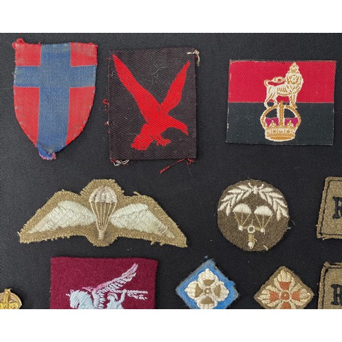 2130 - WW2 British Cloth Insignia collection to include Army Medical Service Red Cross Armband, Regimental ... 