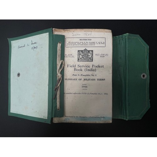 2137 - WW2 British Field Service Pocket Book (India) 1944. Green folder containing approx. 13 pamphlets, ea... 