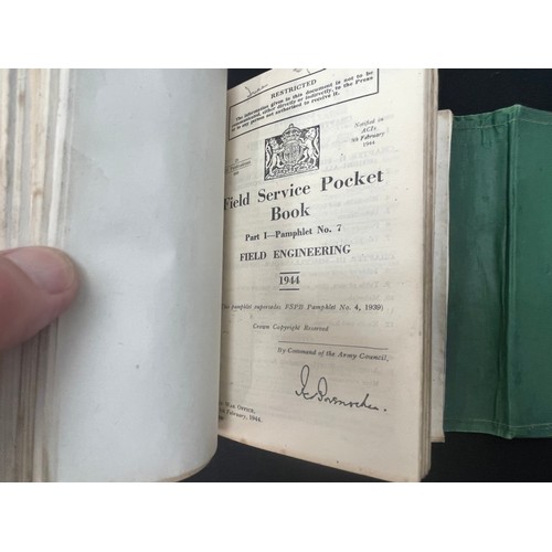 2137 - WW2 British Field Service Pocket Book (India) 1944. Green folder containing approx. 13 pamphlets, ea... 