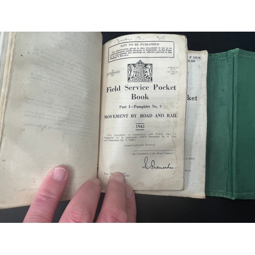 2137 - WW2 British Field Service Pocket Book (India) 1944. Green folder containing approx. 13 pamphlets, ea... 