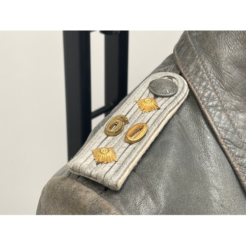 2153 - WW2 Third Reich Heer Officers Field Grey Leather Greatcoat. Fitted with slip on shoulder boards for ... 