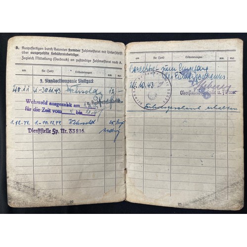 2164 - WW2 Third Reich Heer Soldbuch to Unteroffizier Alfred Kaufmann, Armee Pferde Lazarett 552. Well fill... 