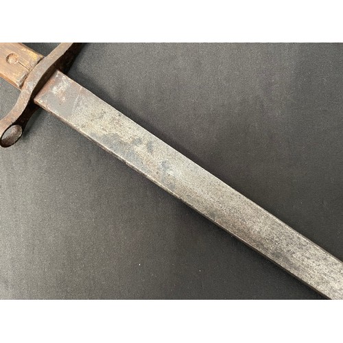 2166 - WW2 Japanese Arisaka Bayonet with single edged blade 390mm in length maker marked National Denki (Na... 