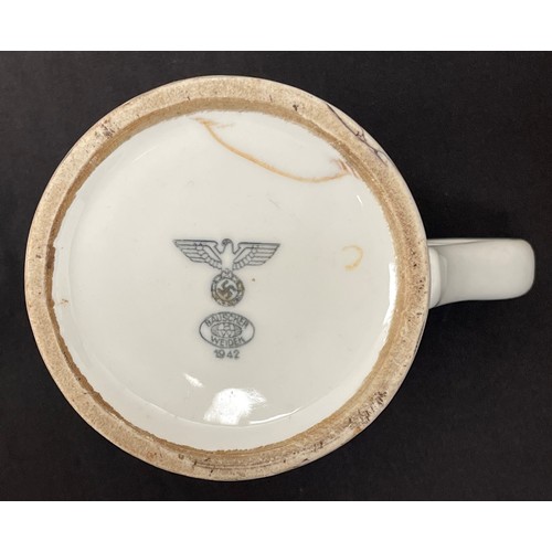 2170 - WW2 Third Reich Heer Issue Ceramic Cups and Mugs x 6. All are marked with the Heer pattern eagle and... 