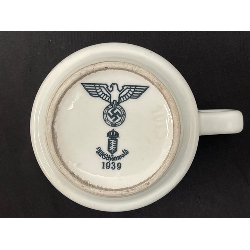 2170 - WW2 Third Reich Heer Issue Ceramic Cups and Mugs x 6. All are marked with the Heer pattern eagle and... 