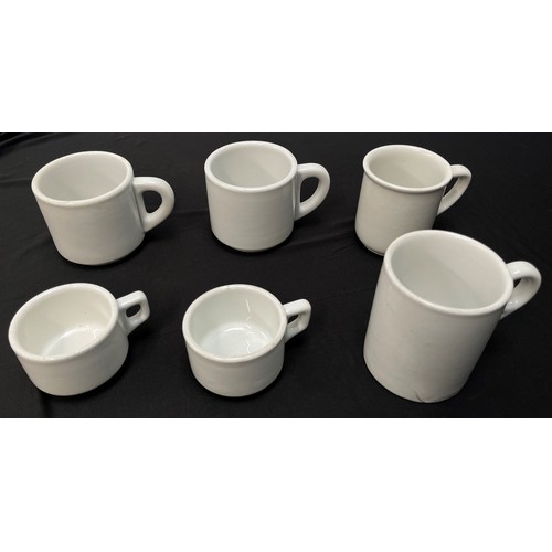 2170 - WW2 Third Reich Heer Issue Ceramic Cups and Mugs x 6. All are marked with the Heer pattern eagle and... 