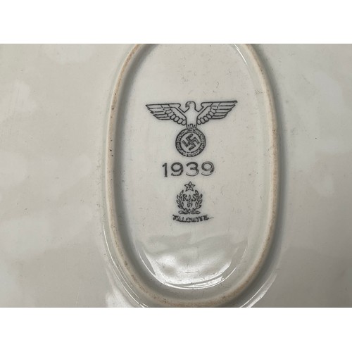 2171 - WW2 Third Reich Heer & Kregsmarine Issue Ceramic Bowls, Chargers and Gravy Boat. All eagle marked. (... 