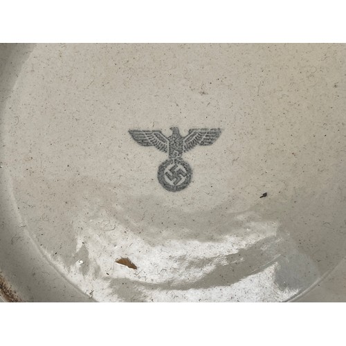 2171 - WW2 Third Reich Heer & Kregsmarine Issue Ceramic Bowls, Chargers and Gravy Boat. All eagle marked. (... 