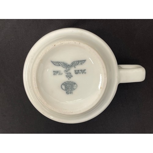 2175 - WW2 Third Reich Luftwaffe Coffee Cup s 5 plus two saucers. All Luftwaffe eagle marked plus makers ma... 