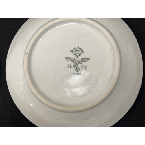 2177 - WW2 Third Reich Luftwaffe issue mess plates and soup dishes. All marked with Luftwaffe Eagle and mak... 