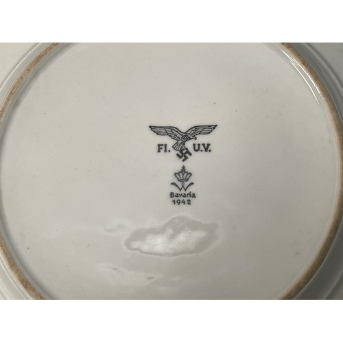 2177 - WW2 Third Reich Luftwaffe issue mess plates and soup dishes. All marked with Luftwaffe Eagle and mak... 