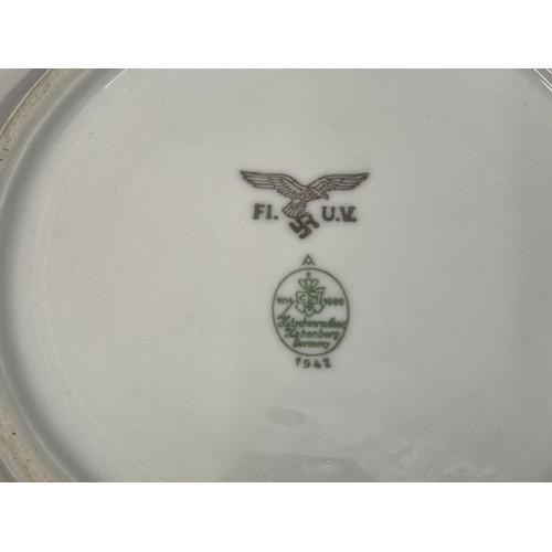 2177 - WW2 Third Reich Luftwaffe issue mess plates and soup dishes. All marked with Luftwaffe Eagle and mak... 