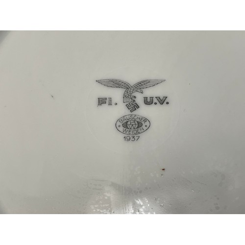 2177 - WW2 Third Reich Luftwaffe issue mess plates and soup dishes. All marked with Luftwaffe Eagle and mak... 