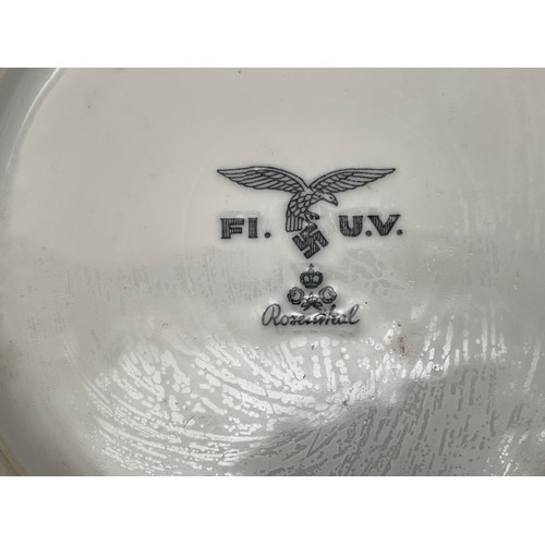 2177 - WW2 Third Reich Luftwaffe issue mess plates and soup dishes. All marked with Luftwaffe Eagle and mak... 