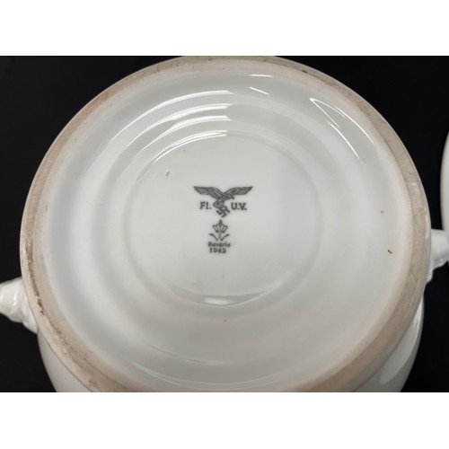 2178 - WW2 Third Reich Luftwaffe issue mess Soup Tureen with Lion's head bosses and a large serving platter... 