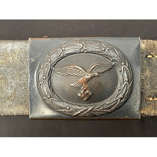 2186 - WW2 Third Reich Luftwaffe Belt and Buckle. Steel buckle with retains a high proportion of the origin... 