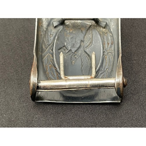 2186 - WW2 Third Reich Luftwaffe Belt and Buckle. Steel buckle with retains a high proportion of the origin... 