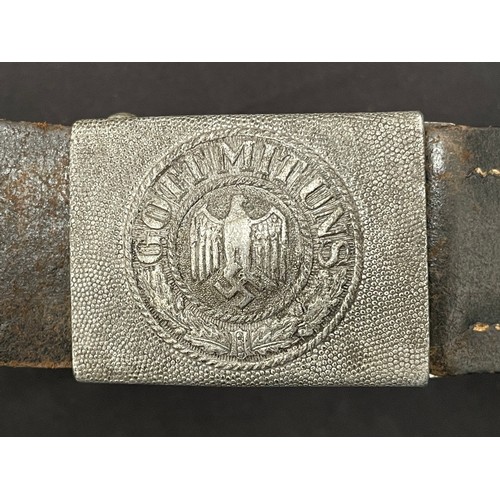 2187 - WW2 Third Reich Heer Belt and Buckle. Belt size 90. Buckle is a pebble zink alloy example maker mark... 