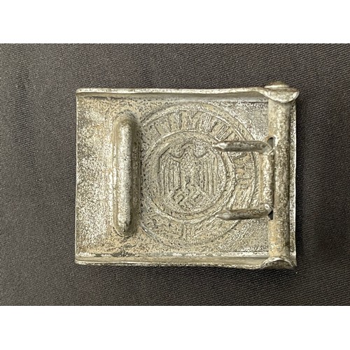 2187 - WW2 Third Reich Heer Belt and Buckle. Belt size 90. Buckle is a pebble zink alloy example maker mark... 