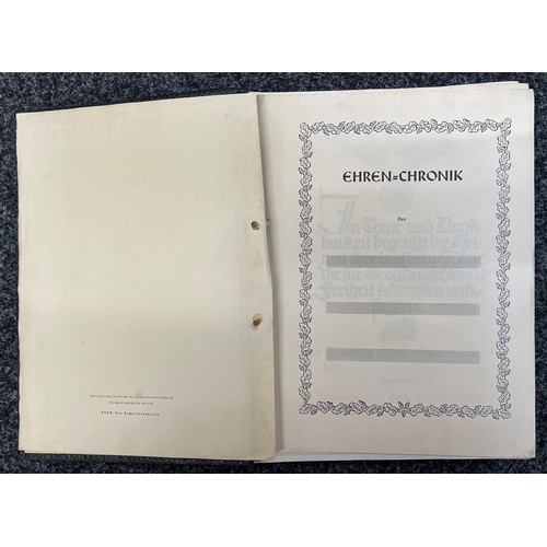 2202 - WW2 Third Reich Ehren Chronik Honour Chronical. A commercially produced folder in which a serviceman... 