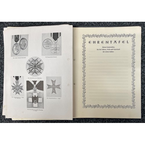 2202 - WW2 Third Reich Ehren Chronik Honour Chronical. A commercially produced folder in which a serviceman... 