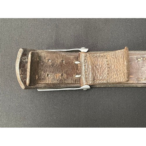 2207 - WW2 Third Reich Heer Belt and Buckle. Alloy buckle with leather tab. Remains of much original feldgr... 