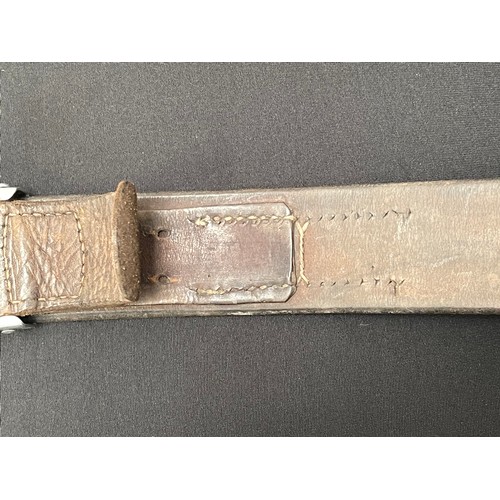 2207 - WW2 Third Reich Heer Belt and Buckle. Alloy buckle with leather tab. Remains of much original feldgr... 