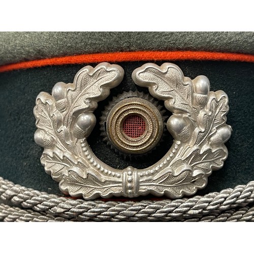 2210 - WW2 Third Reich Artillery Officers Schirmmutze Cap Double Erel Maker Marked 