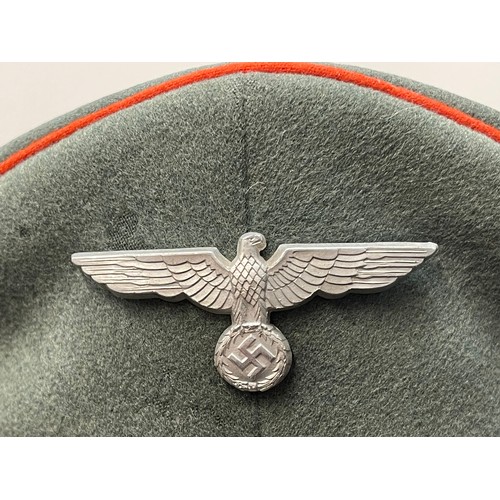 2210 - WW2 Third Reich Artillery Officers Schirmmutze Cap Double Erel Maker Marked 