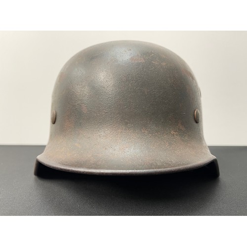 2212 - WW2 Third Reich Waffen SS Single Decal M40 Steel Helmet. Original feld grau paint. Original Q patter... 