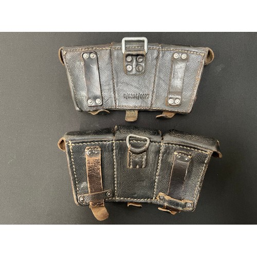 2214 - WW2 Third Reich Mauser K98 Ammo Pouches. Mis-matched pair. Both RB Numbered. All pouch compartments ... 