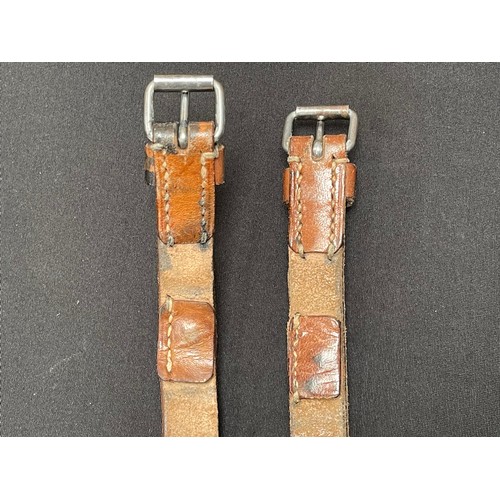 2216 - WW2 Third Reich Heer Zeltbahn complete with 1944 dated leather straps.