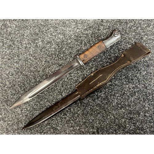 2219 - WW2 Third Reich K98 Bayonet with single edged fullered blade 247mm in length, maker marked 